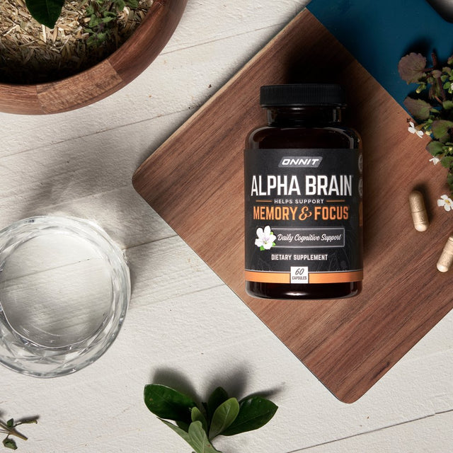 ONNIT Alpha BRAIN Premium Nootropic Brain Health Supplement, Memory and Focus Support, 60 Ct