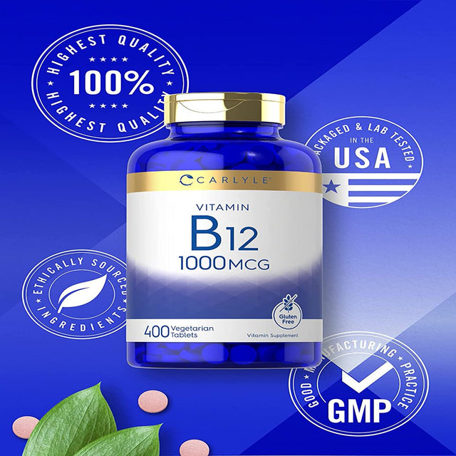 Vitamin B12 1000Mcg | 400 Tablets | Vegetarian Formula | by Carlyle