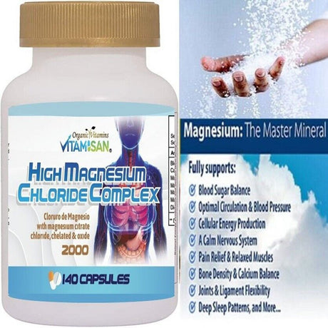 HIGH Cloruro De Magnesium Magnesium Chloride High Absorption 140 Capsules