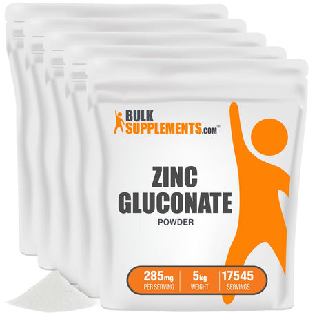 Bulksupplements.Com Zinc Gluconate Powder - Elemental Zinc - Vegan Zinc - Pure Zinc - Zinc for Men Zinc Powder Zinc Mineral Supplements (5 Kilograms)