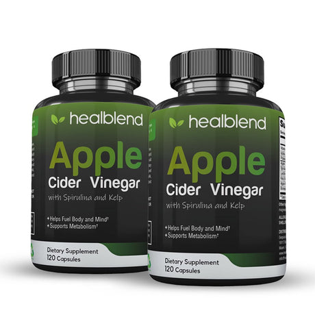 Healblend Apple Cider Vinegar with Spirulina and Kelp – Metabolism, Detox and Immune Support Formula - 120 Capsules 2-Pack