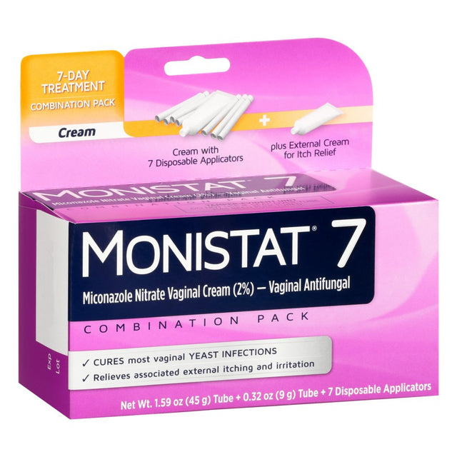 Monistat 7 Day Yeast Infection Treatment, 7 Disposable Miconazole Cream Tubes & External Itch Cream