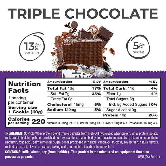 Power Crunch Protein Wafer Bars, High Protein Snacks with Delicious Taste, Triple Chocolate, 1.4 Ounce (12 Count)