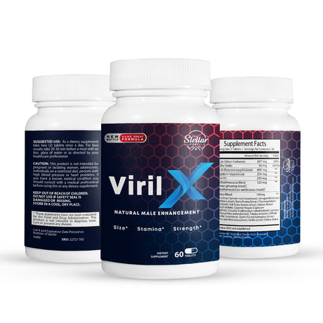 12 Pack Viril X, Performance Booster for Men, Increases Blood Flow & Stamina-60 Tablets X12