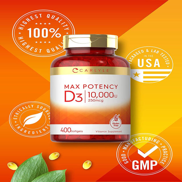 Vitamin D3 10000 IU | 400 Softgels | High Potency | by Carlyle