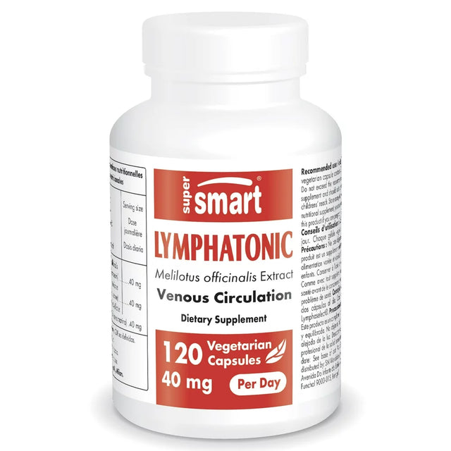 Supersmart - Lymphatonic 40 Mg per Day - Lymphatic Drainage Supplement - Swelling Relief & Veinotonic Pills | Non-Gmo & Gluten Free - 120 Vegetarian Capsules