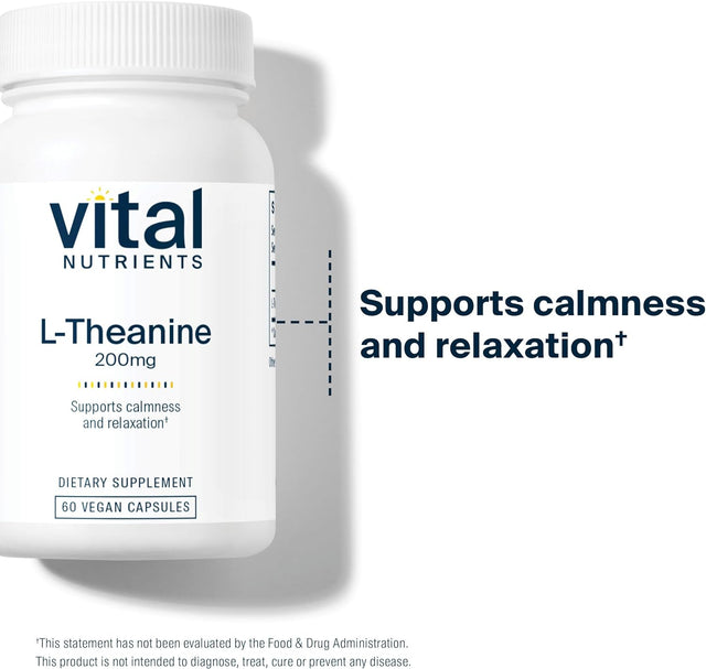 Vital Nutrients L-Theanine 200 Mg | Vegan Supplement | L Theanine Supports Normal Stress Levels and Cognitive Function* | Gluten, Dairy and Soy Free | 60 Capsules