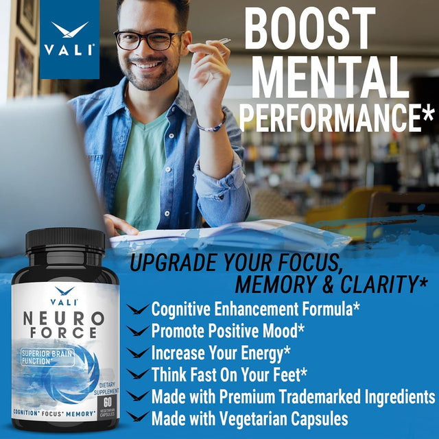 VALI Neuro Force Cognitive Function Nootropic Supplement, 60 Veggie Capsules