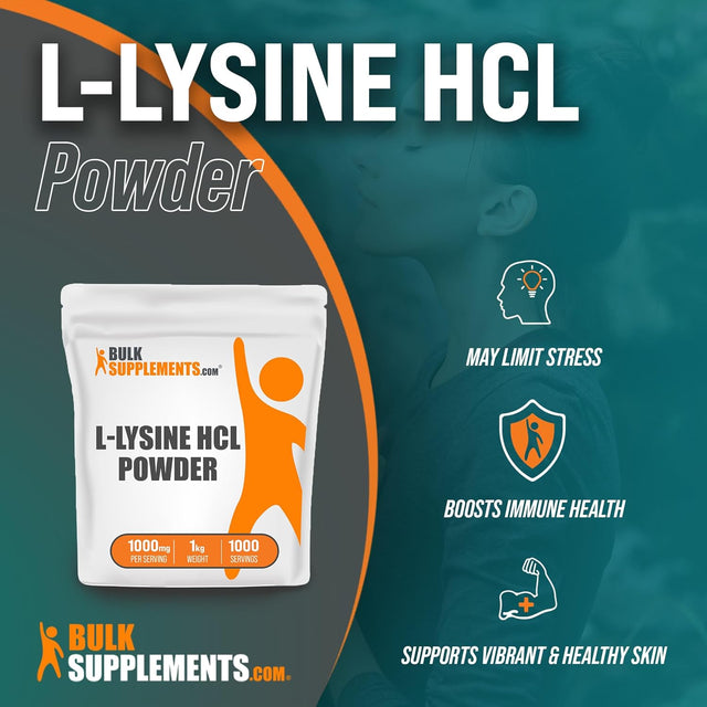 BULKSUPPLEMENTS.COM L-Lysine Powder - L-Lysine Hcl - Lysine Supplement - Lysine Powder - L-Lysine 1000Mg - Immune Support - 1000Mg per Serving, 1000 Servings (1 Kilogram - 2.2 Lbs)