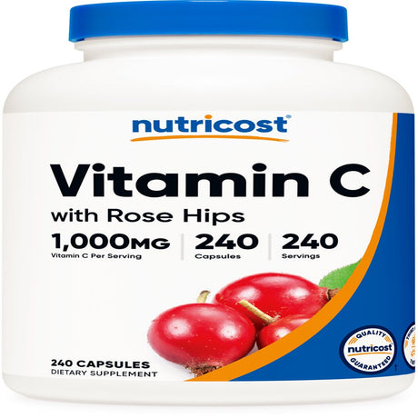 Nutricost Vitamin C with Rose Hips Supplement 1000Mg, 240 Capsules