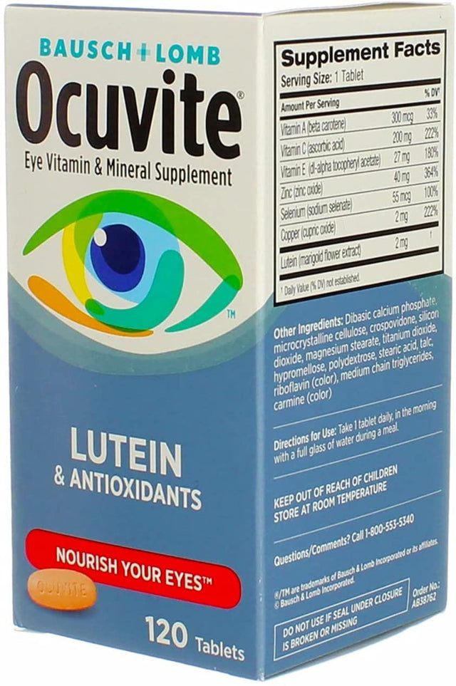 Bausch + Lomb Ocuvite Eye Vitamin & Mineral Supplement Tablets, Lutein, 120 Ct