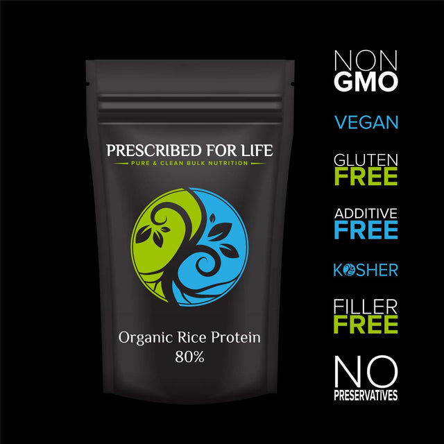 Prescribed for Life Rice Protein - Whole Grain Organic Brown Rice Protein Concentrate - 80% Protein, 12 Oz (340 G)