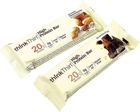 Think Thin, 15 Bars - 8 Chunky Peanut Butter, 7 Brownie Crunch