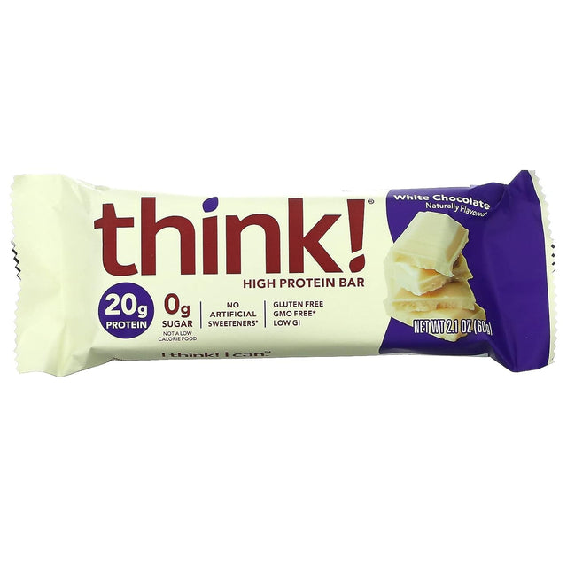 Think ! High Protein Bars, White Chocolate, 10 Bars, 2.1 Oz (60 G) Each