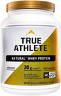 True Athlete Natural Whey Protein - Unflavored, 20G of Protein per Serving - Probiotics for Digestive Health, Enzymes for Protein Digestion - NSF Certified for Sport (1.4 Pound Powder)