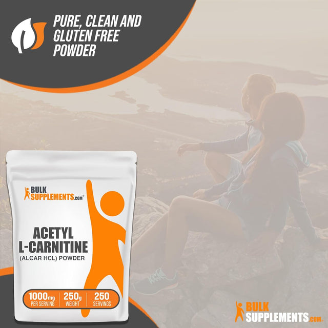 BULKSUPPLEMENTS.COM Acetyl L-Carnitine Powder - ALCAR Hcl, Carnitine Supplement, Acetyl L-Carnitine 1000Mg - ALCAR Powder, Unflavored & Gluten Free, 1000Mg per Serving, 250G (8.8 Oz)