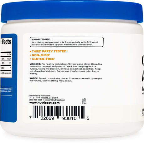 Nutricost Calcium Ascorbate (Vitamin C) Powder, 250G, 250 Serving