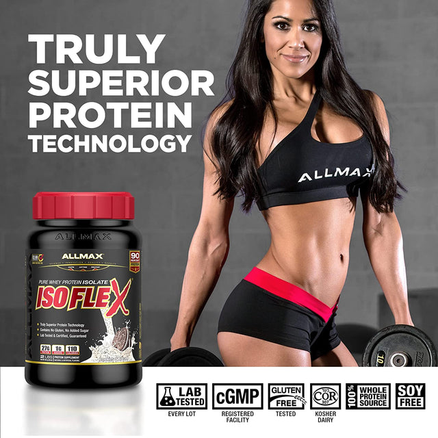 ALLMAX ISOFLEX Whey Protein Isolate, Chocolate Peanut Butter - 2 Lb - 27 Grams of Protein per Scoop - Zero Fat & Sugar - 99% Lactose Free - Gluten Free & Soy Free - Approx. 30 Servings