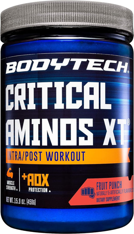 BODYTECH Critical Aminos XT Intra/Post Workout Fruit Punch - Supports Muscle Recovery (16 Ounce Powder)