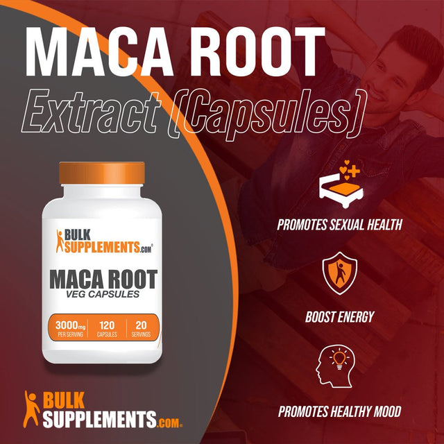 Bulksupplements.Com Maca Root Extract Capsules, 3000Mg - Brain & Immune Support Supplements (120 Veg Caps - 20 Serv)