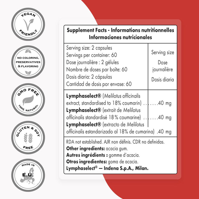 Supersmart - Lymphatonic 40 Mg per Day - Lymphatic Drainage Supplement - Swelling Relief & Veinotonic Pills | Non-Gmo & Gluten Free - 120 Vegetarian Capsules