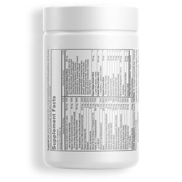 Codeage Women'S Fermented Multivitamin, 25+ Daily Vitamins, Vegan & Organic Whole Foods, Probiotics, 120 Ct