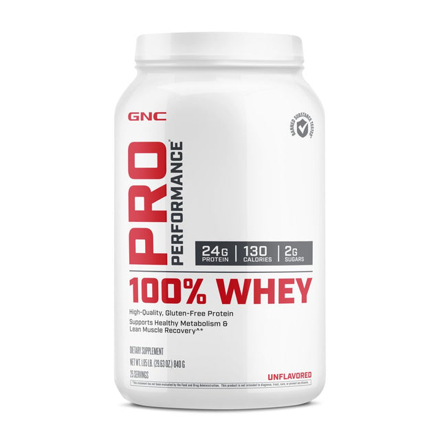 GNC Pro Performance 100% Whey Protein Powder - Unflavored, 25 Servings, Supports Healthy Metabolism and Lean Muscle Recovery