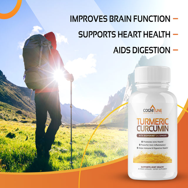 Organic Turmeric Curcumin (95% Curcuminoids)+Ginger & Bioperine; Potent Antioxidant, Joint Health Support, 1425Mg