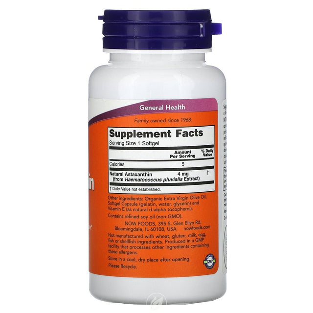 NOW Supplements Astaxanthin 4 Mg 90 Sgels