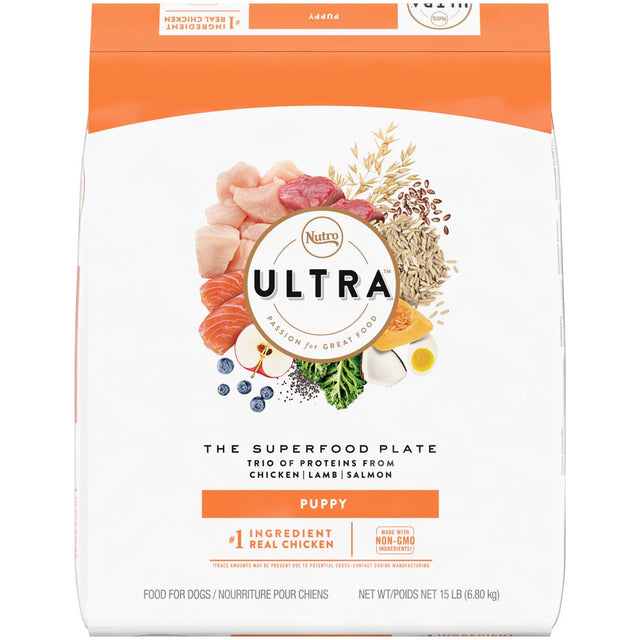 Nutro Ultra High Protein Natural Dry Dog Puppy Food with a Trio of Proteins from Chicken Lamb and Salmon, 15 Lb. Bag