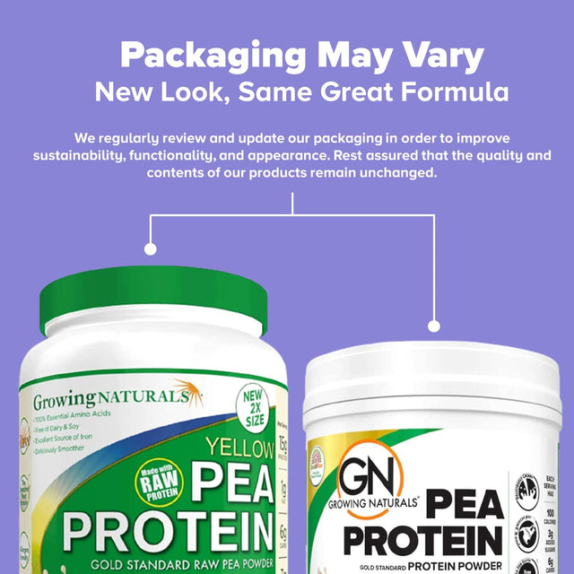 Growing Naturals | Original Raw Pea Powder 15G Plant Protein | 2.8G BCAA, Low-Carb, Low-Sugar, Non-Gmo, Vegan, Gluten-Free, Keto & Food Allergy Friendly | Original Unflavored (32.2 Ounce (Pack of 1))