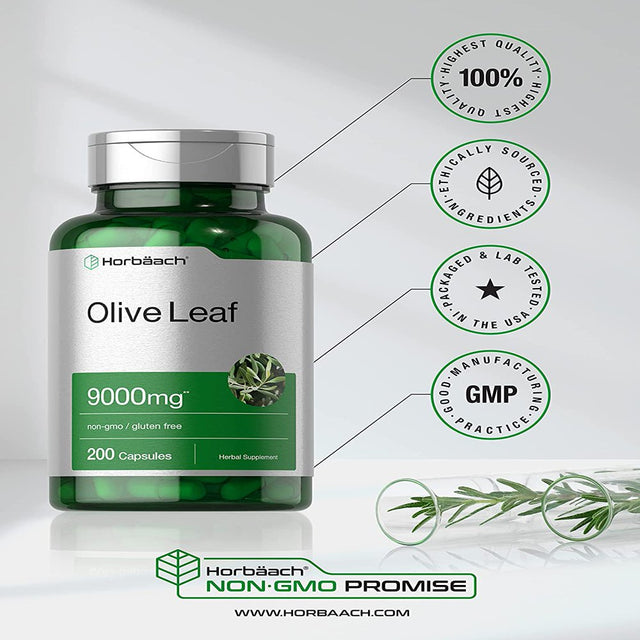 Olive Leaf Extract 9000Mg | 200 Capsules | by Horbaach