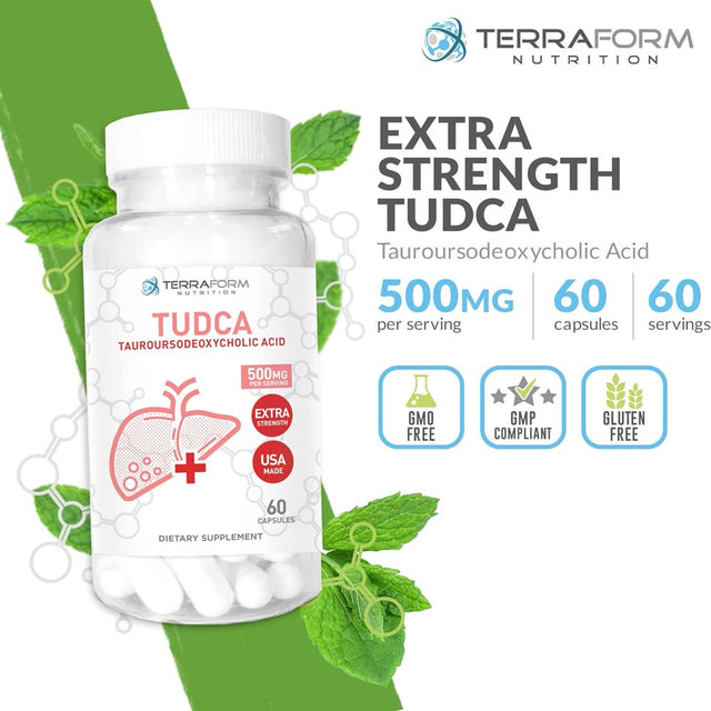 (3 Pack) Terraform Pure TUDCA (Tauroursodeoxycholic Acid) - 500Mg per Serving - Pure Liver Support & Health - 60 Capsules