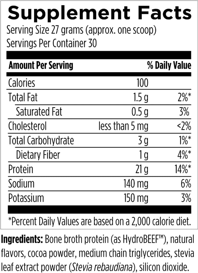 Designs for Health Purepaleo Collagen Protein Powder - 21G Hydrobeef Bone Broth Protein Supplement with Collagen Peptides + Bcaas - Chocolate, Non-Gmo, Dairy-Free + Gluten-Free (30 Servings / 810G)