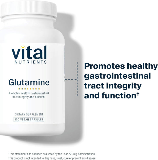 Vital Nutrients - Glutamine - Gastrointestinal and Immune Support - 100 Vegetarian Capsules per Bottle - 3400 Mg