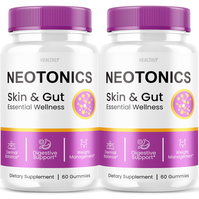 (2 Pack) Neotonics Skin and Gut Gummies Dermal Balance Digestive Support and Weight Management (120 Gummies)