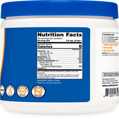 Nutricost Sodium Citrate Powder 1LB - Food Grade Supplement- Emulsifier, Food Preservant