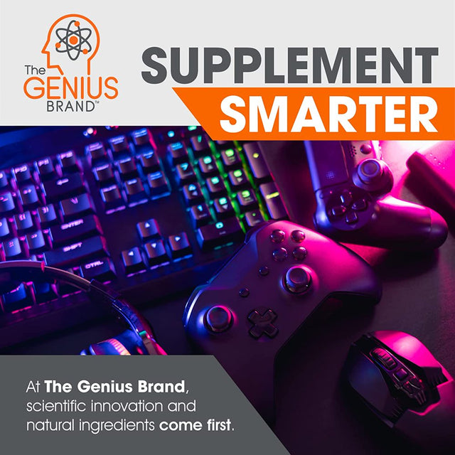 Gaming + Vision Focus Supplement Performance Booster for Brain & Mental Clarity, Reaction Time & Concentration, Genius Gamer by the Genius Brand