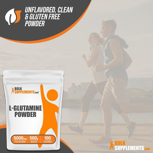 BULKSUPPLEMENTS.COM L-Glutamine Powder - Glutamine Supplement, L Glutamine 5000Mg, L Glutamine Powder - Gut Health & Recovery, Unflavored & Gluten Free, 5000Mg (5G) per Serving, 500G (1.1 Lbs)