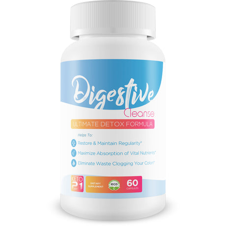 Digestive Cleanse - Ultimate Detox Formula - Restore and Maintain Regularity - Maximize Absorption of Vital Nutrients - Eliminate Waste Clogging Your Colon - Help Body Expel Toxins - 30 Servings