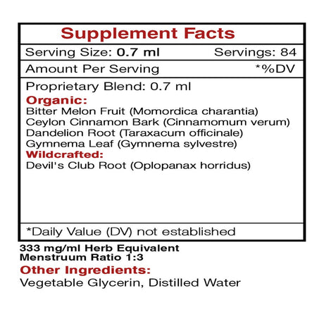 Blood Sugar Secret Alcohol-Free Extract, Tincture, Glycerite Bitter Melon, Cinnamon, Devil'S Club, Dandelion, Gymnema. Healthy Blood Sugar Support 2 Oz