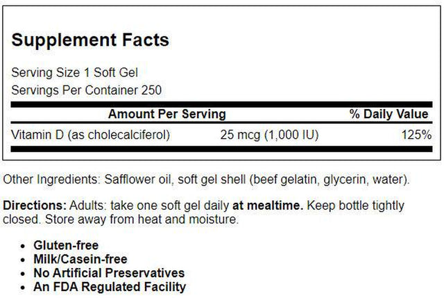 Carlson Labs - Vitamin D3 1000 IU - 250 Softgels