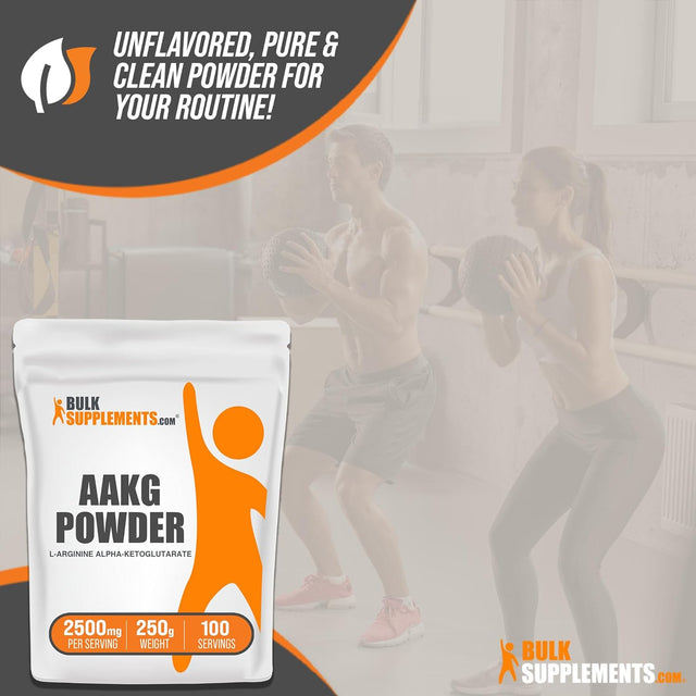 BULKSUPPLEMENTS.COM AAKG Powder - Arginine Alpha-Ketoglutarate, AKG Supplement - Nitric Oxide Supplement, Arginine Supplement - Unflavored & Gluten Free, 2500Mg per Serving, 250G (8.8 Oz)