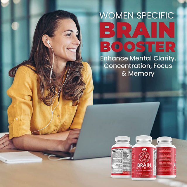 Womens Brain Supplement and Focus Support | Female Specific Memory Booster | Brain Goddess | Enhance Clarity and Concentration | Warped Wellness