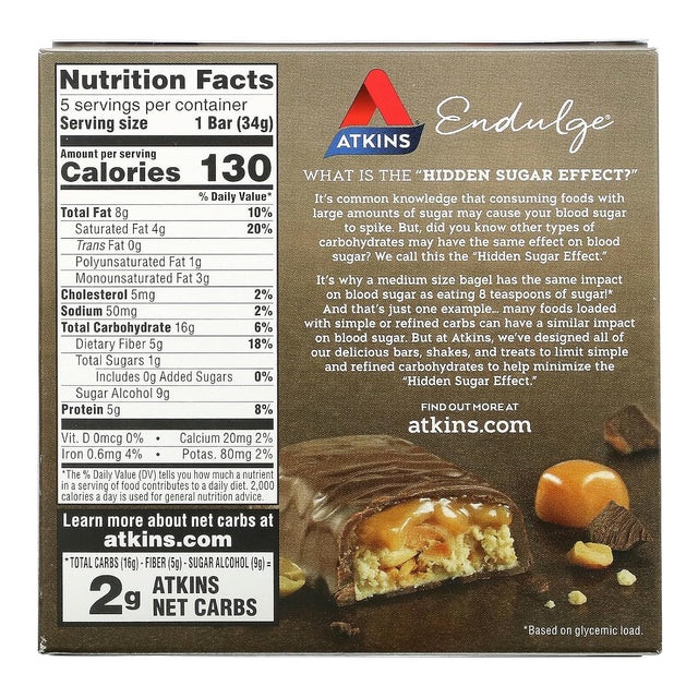 Atkins Caramel Nut Chew Bar, 5 Bars