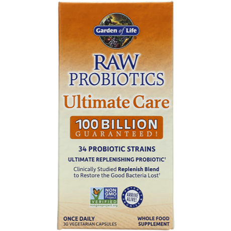 Garden of Life Raw Probiotics Ultimate Care 100 Billion Cfu 30 Veg Caps