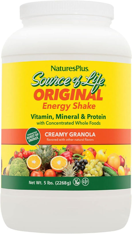 Naturesplus Source of Life Energy Shake, Creamy Granola - 5 Lbs - Provides 13G Complete Protein, Vitamins & Minerals - Non-Gmo, Gluten Free, Vegetarian - 58 Total Servings