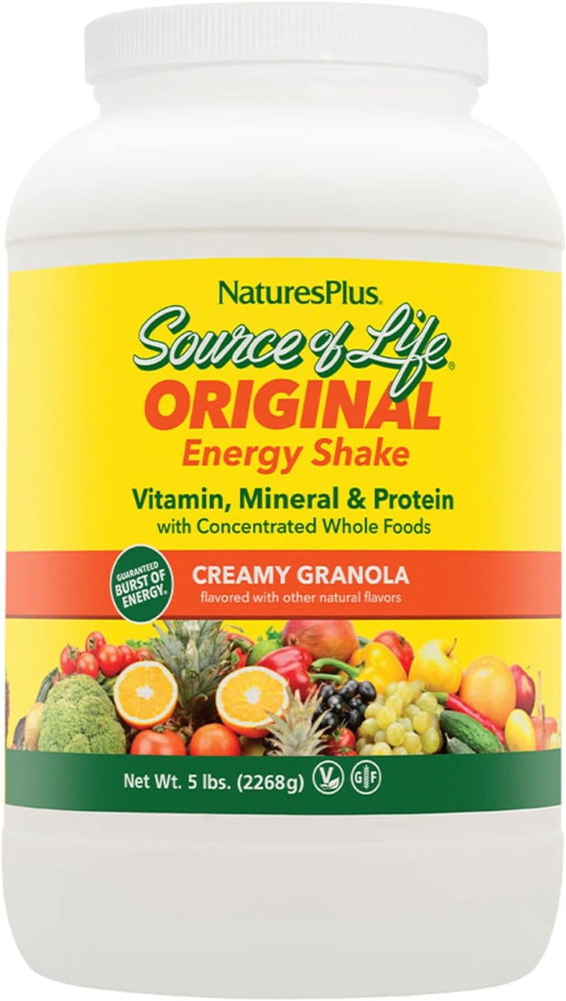 Naturesplus Source of Life Energy Shake, Creamy Granola - 5 Lbs - Provides 13G Complete Protein, Vitamins & Minerals - Non-Gmo, Gluten Free, Vegetarian - 58 Total Servings