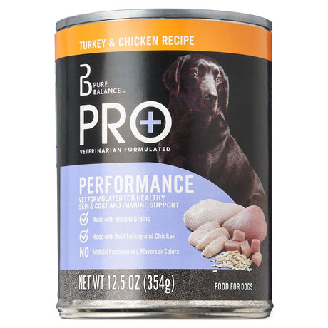 Pure Balance Pro+ Performance Wet Food for Dogs, Turkey & Chicken Recipe, 12.5 Oz