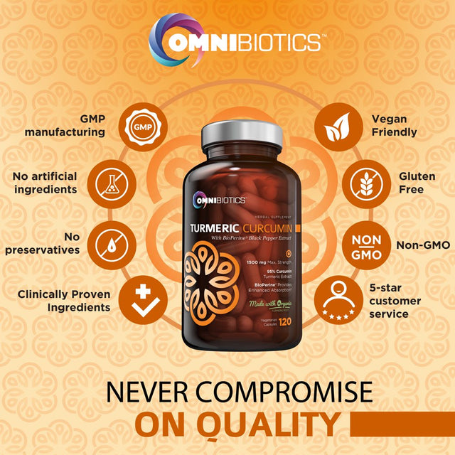 Organic Turmeric Curcumin Supplement 1500Mg 120 Vegetarian Capsules by Omnibiotics